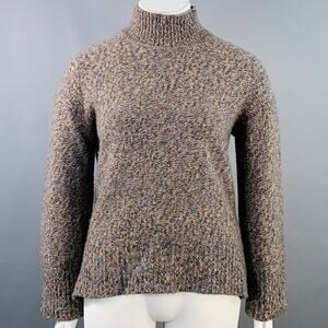 THEORY Size L Karenia Yellow Grey White Cashmere Melange High Neck Sweater